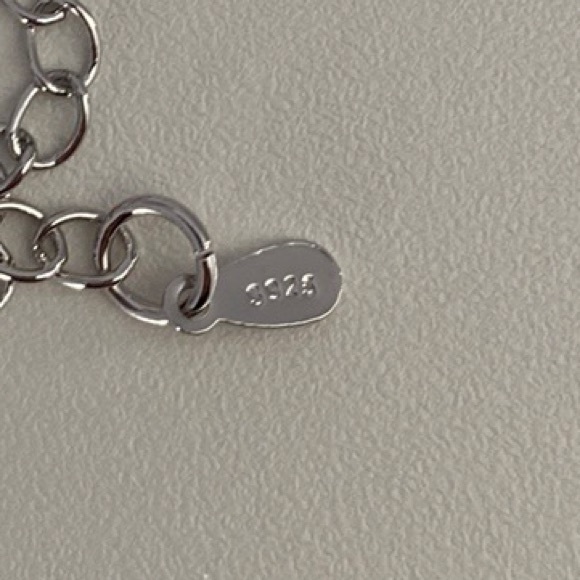 sterling silver double heart chain bracelet - Picture 7 of 7